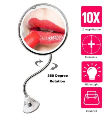 10X Magnifying Mirror LED Lighted Flexible Gooseneck Vanity for Close Up Makeup Fall 2025 Gift