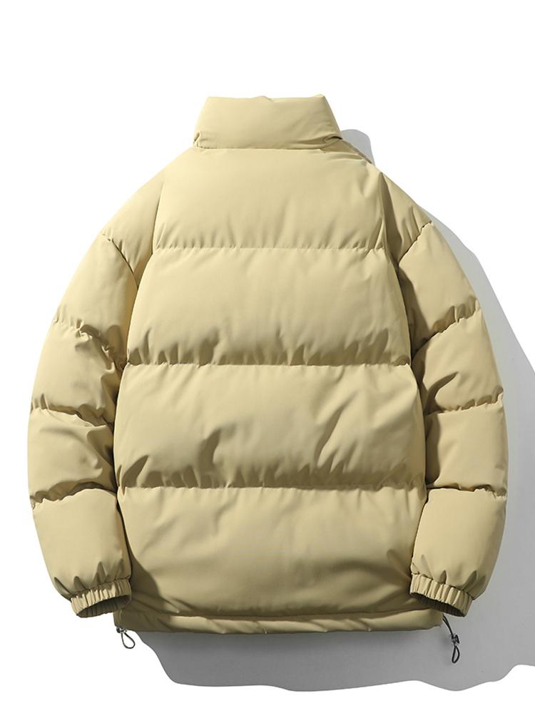 Lightweight Men's Puffer Jacket - High Collar, Polyester