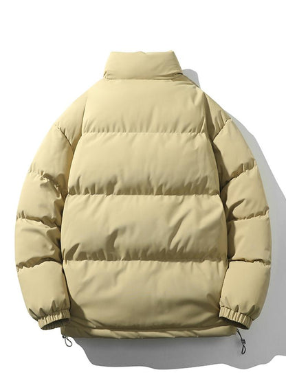 Lightweight Men's Puffer Jacket - High Collar, Polyester