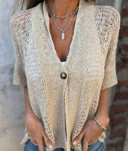 Lightweight Women's Cardigan Sweater, Airy Summer Layer for Casual Outings and Beach, Available in Multiple Sizes-2