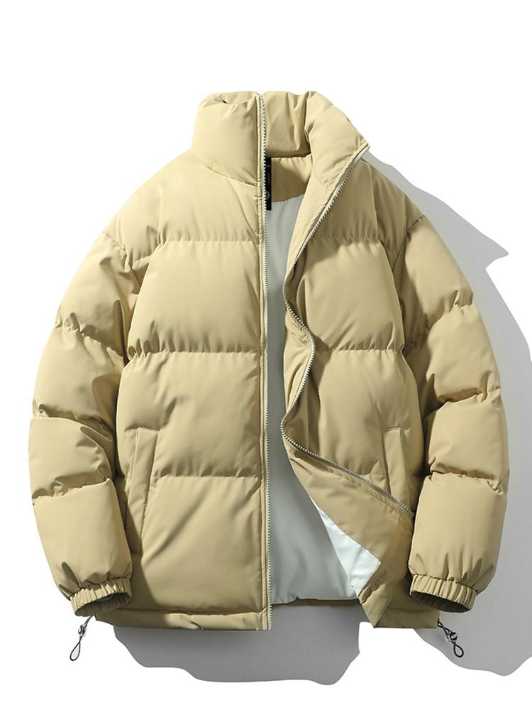 Lightweight Men's Puffer Jacket - High Collar, Polyester