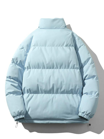 Lightweight Men's Puffer Jacket - High Collar, Polyester