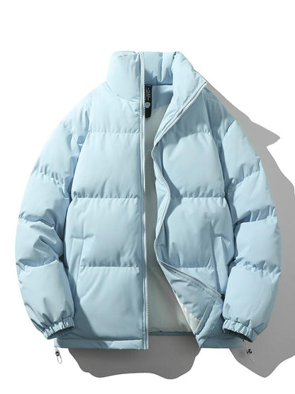 Lightweight Men's Puffer Jacket - High Collar, Polyester