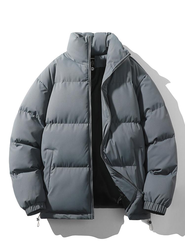Lightweight Men's Puffer Jacket - High Collar, Polyester