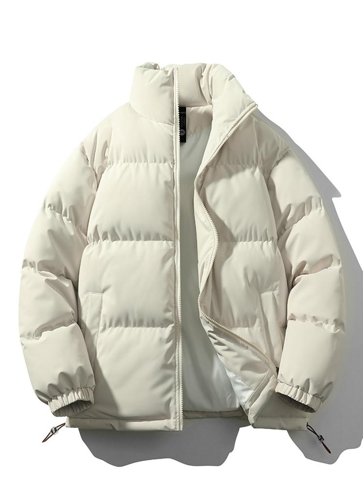 Lightweight Men's Puffer Jacket - High Collar, Polyester