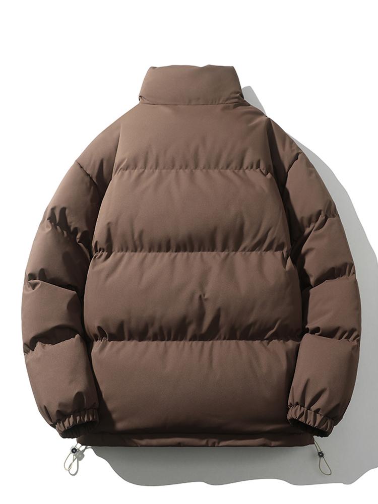 Lightweight Men's Puffer Jacket - High Collar, Polyester