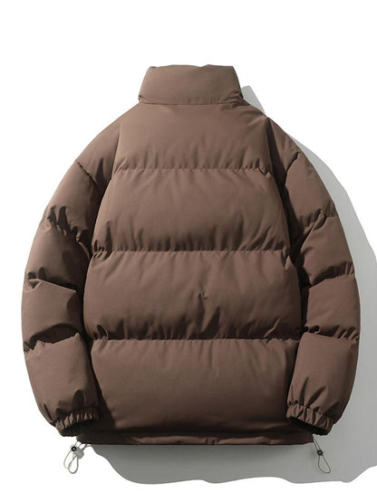 Lightweight Men's Puffer Jacket - High Collar, Polyester