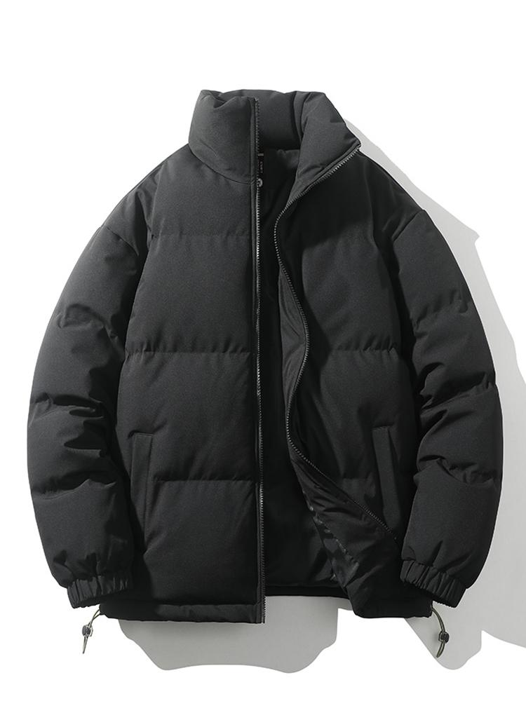 Lightweight Men's Puffer Jacket - High Collar, Polyester