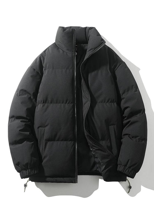 Lightweight Men's Puffer Jacket - High Collar, Polyester