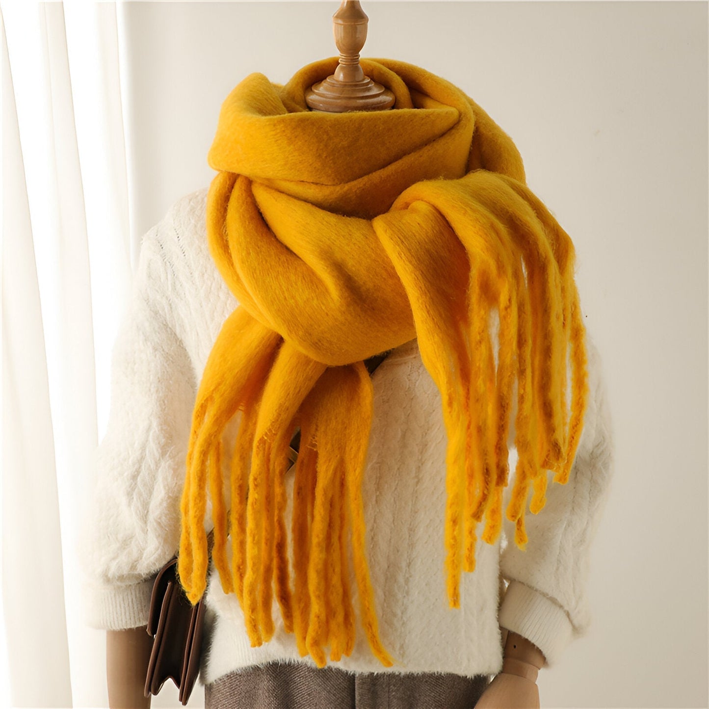 Soft Women’s Scarf - Oversized Fringed Cashmere For Winter