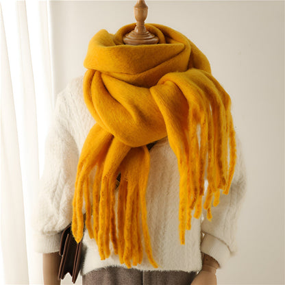 Soft Women’s Scarf - Oversized Fringed Cashmere For Winter