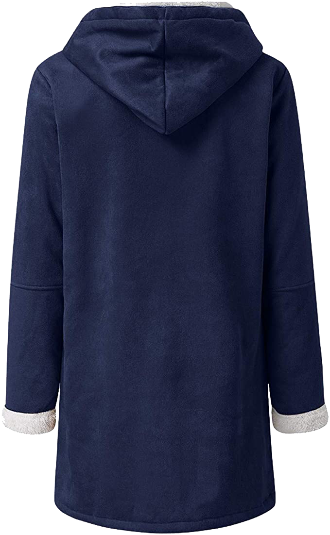 Warm Womens Winter Jacket - Hooded Mid-Thigh, Suede