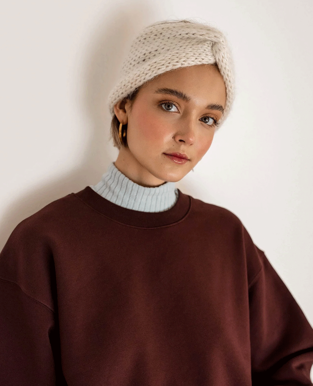 Soft Cozy Womens Knitted Headband - Twisted Mohair Warmth