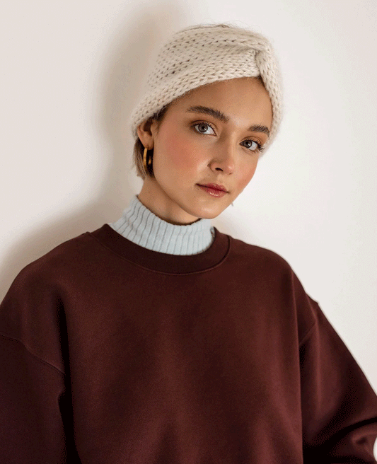 Soft Cozy Womens Knitted Headband - Twisted Mohair Warmth