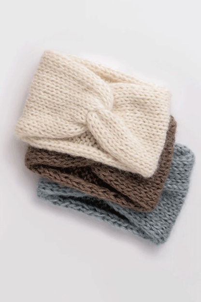 Soft Cozy Womens Knitted Headband - Twisted Mohair Warmth