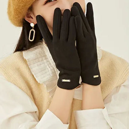Soft Timeless Women Suede Gloves - Fitted, Cashmere Lined