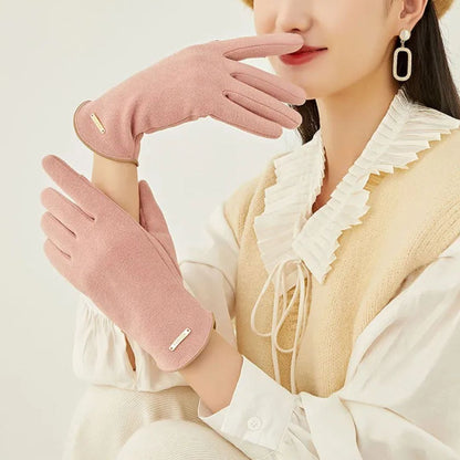 Soft Timeless Women Suede Gloves - Fitted, Cashmere Lined