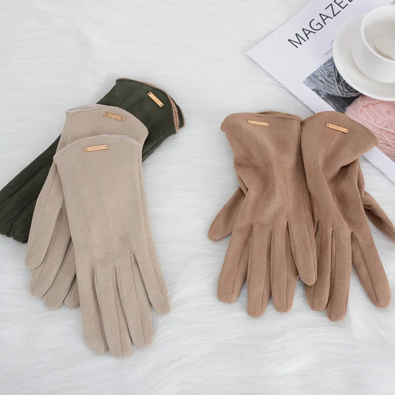 Soft Timeless Women Suede Gloves - Fitted, Cashmere Lined