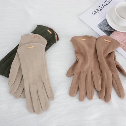 Soft Timeless Women Suede Gloves - Fitted, Cashmere Lined