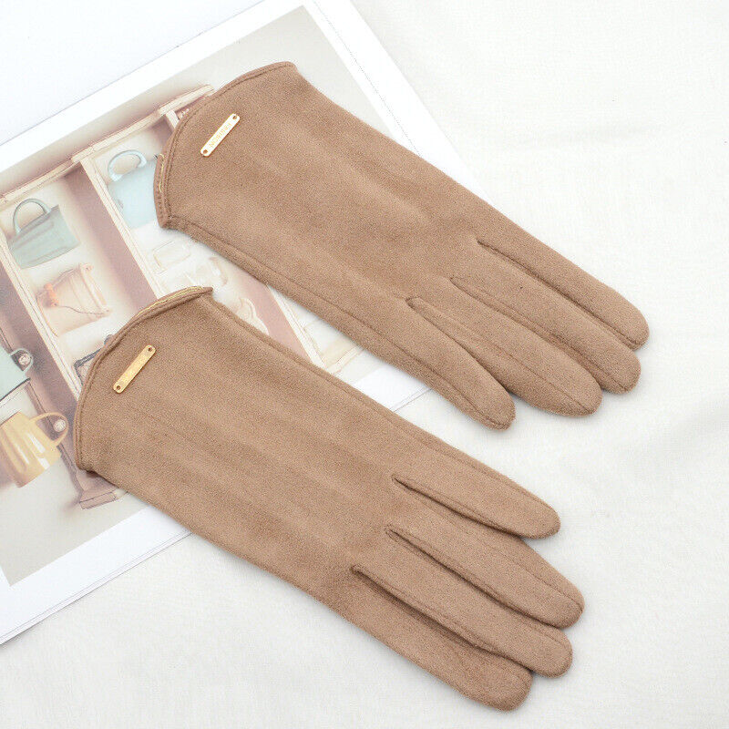 Soft Timeless Women Suede Gloves - Fitted, Cashmere Lined