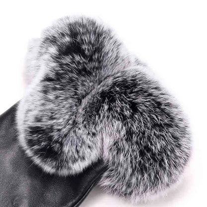 Warm Women's Leather Gloves - Faux Fur Cuff, Touchscreen