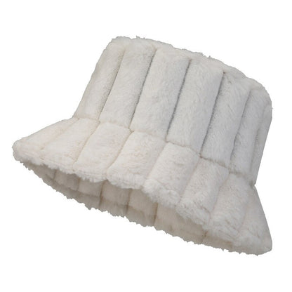 Warm Cozy Women Bucket Hat - Ribbed Faux Fur, For Winter