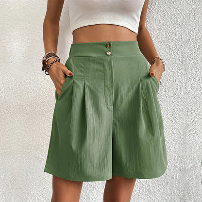 Variant image for Elegant Women's Shorts with Pockets, Breathable Cotton-Polyester Blend for Spring/Summer Fashion-29