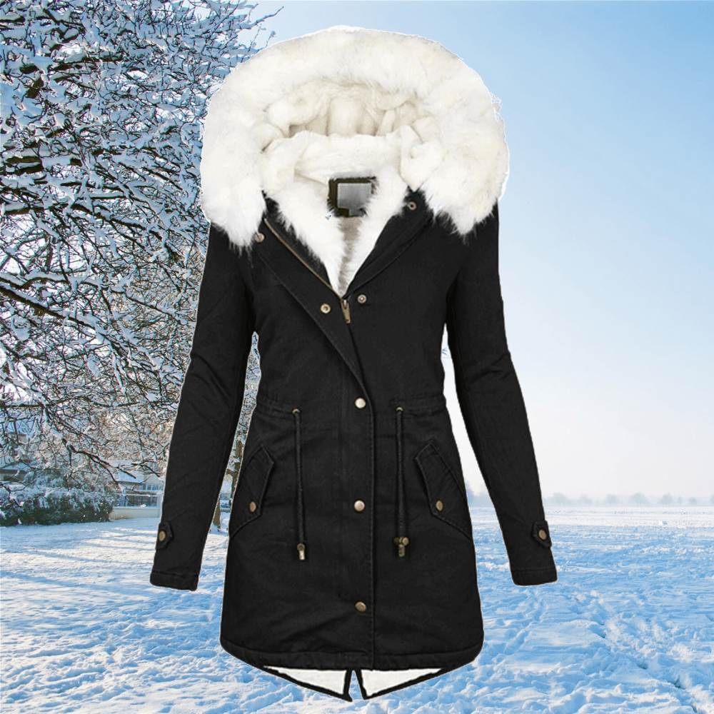 Warm Women’s Parka - Mid Thigh Tailored, Faux Fur, Winter