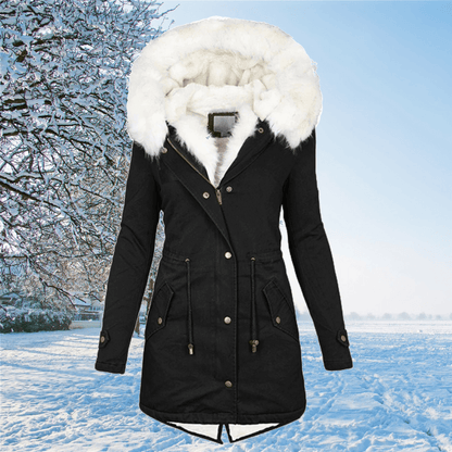 Warm Women’s Parka - Mid Thigh Tailored, Faux Fur, Winter