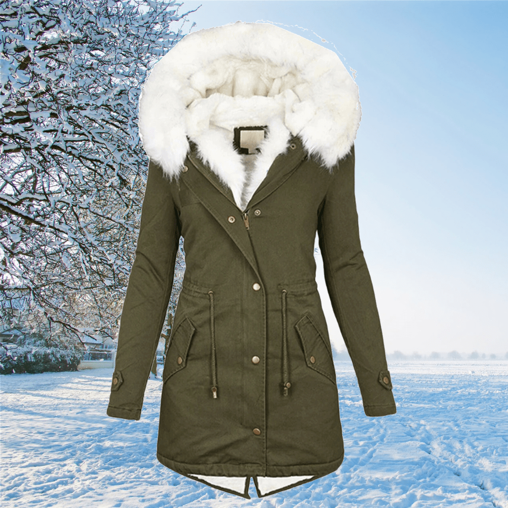 Warm Women’s Parka - Mid Thigh Tailored, Faux Fur, Winter