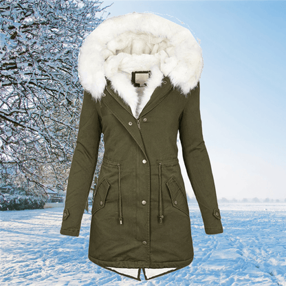Warm Women’s Parka - Mid Thigh Tailored, Faux Fur, Winter