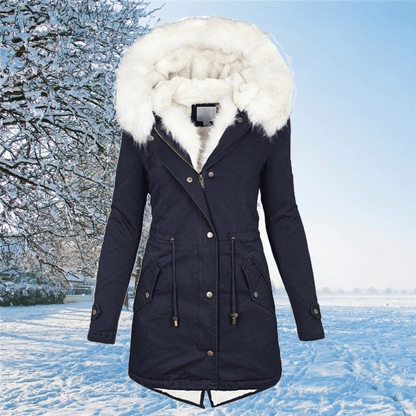 Warm Women’s Parka - Mid Thigh Tailored, Faux Fur, Winter
