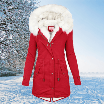 Warm Women’s Parka - Mid Thigh Tailored, Faux Fur, Winter