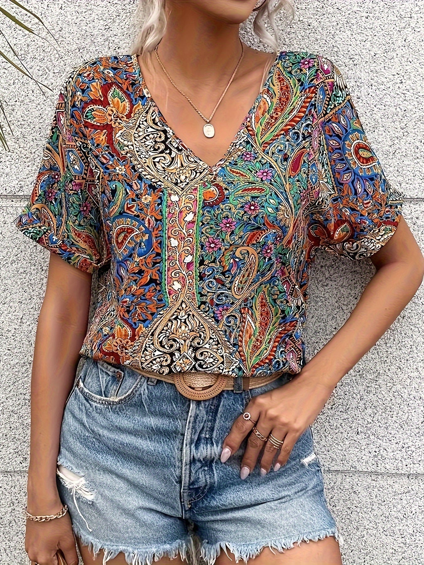Floral Womens Blouse - Soft, Versatile Summer Top with Flattering Fit for Casual or Evening Wear-1