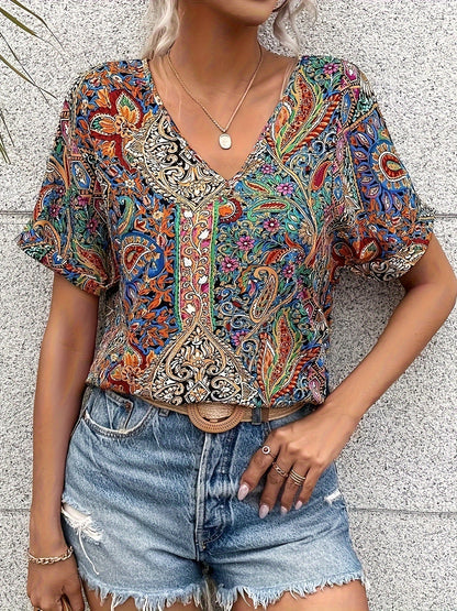 Variant image for Floral Womens Blouse - Soft, Versatile Summer Top with Flattering Fit for Casual or Evening Wear-1