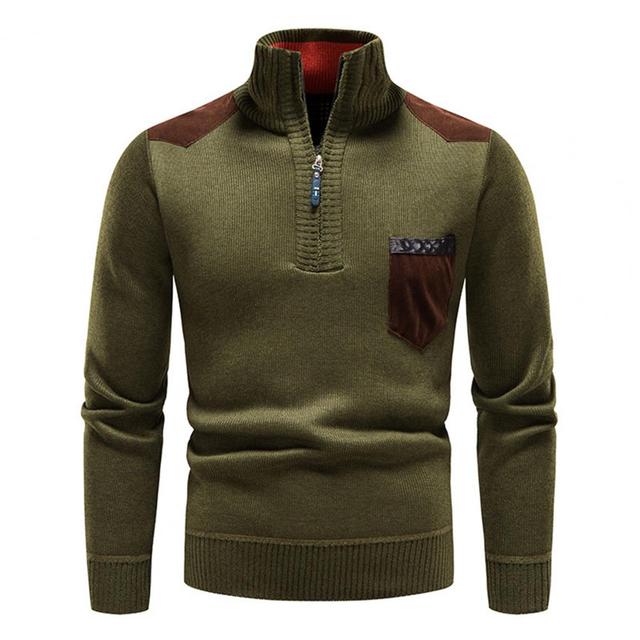 Pullover da uomo leggero e raffinato con mezza cerniera - Lana Merino