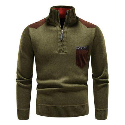 Pullover da uomo leggero e raffinato con mezza cerniera - Lana Merino