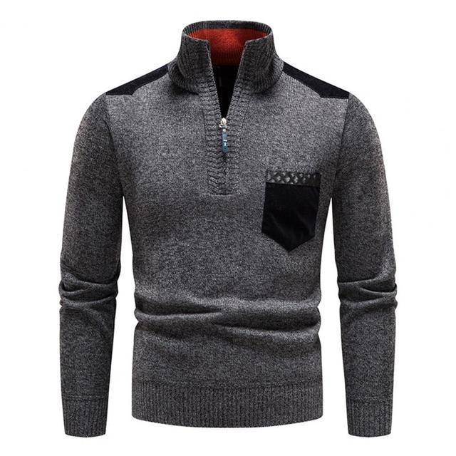 Pullover da uomo leggero e raffinato con mezza cerniera - Lana Merino