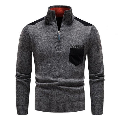 Pullover da uomo leggero e raffinato con mezza cerniera - Lana Merino