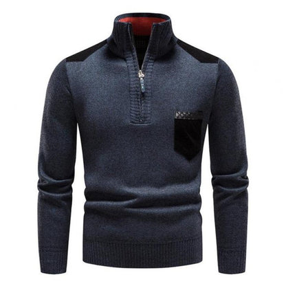Pullover da uomo leggero e raffinato con mezza cerniera - Lana Merino