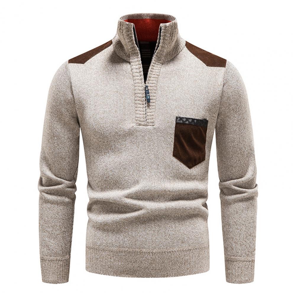 Pullover da uomo leggero e raffinato con mezza cerniera - Lana Merino