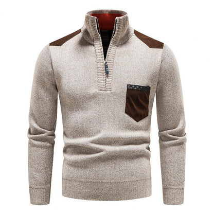 Pullover da uomo leggero e raffinato con mezza cerniera - Lana Merino
