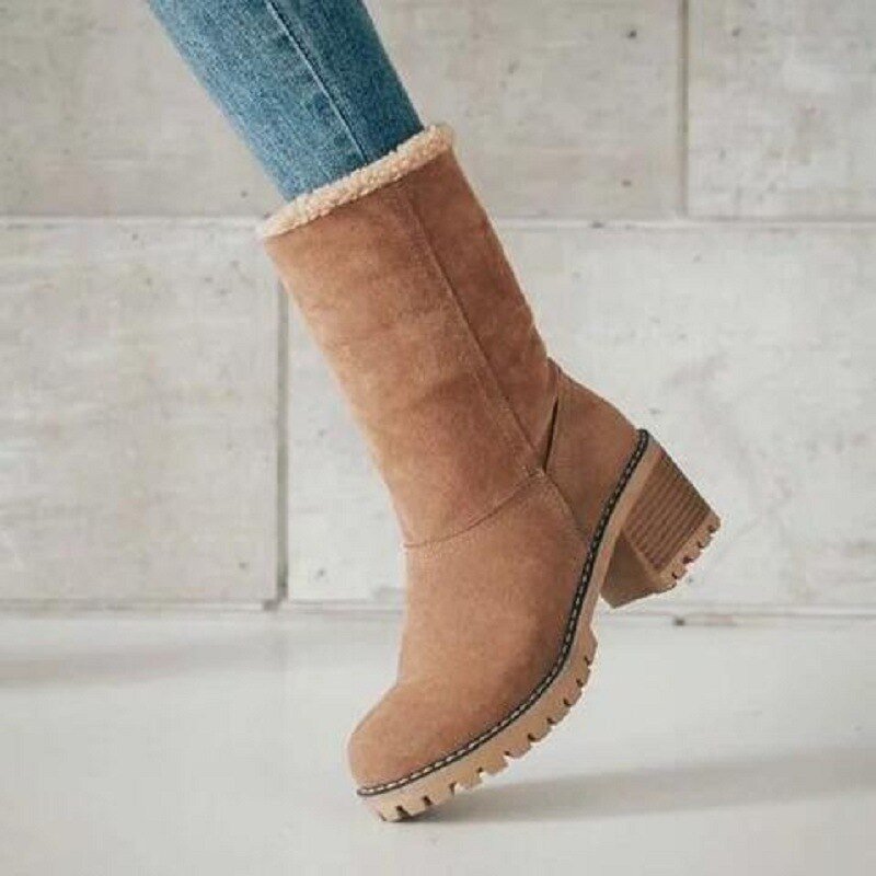 Insulating Women’s Winter Boots - Mid Calf Suede Cozy Lining