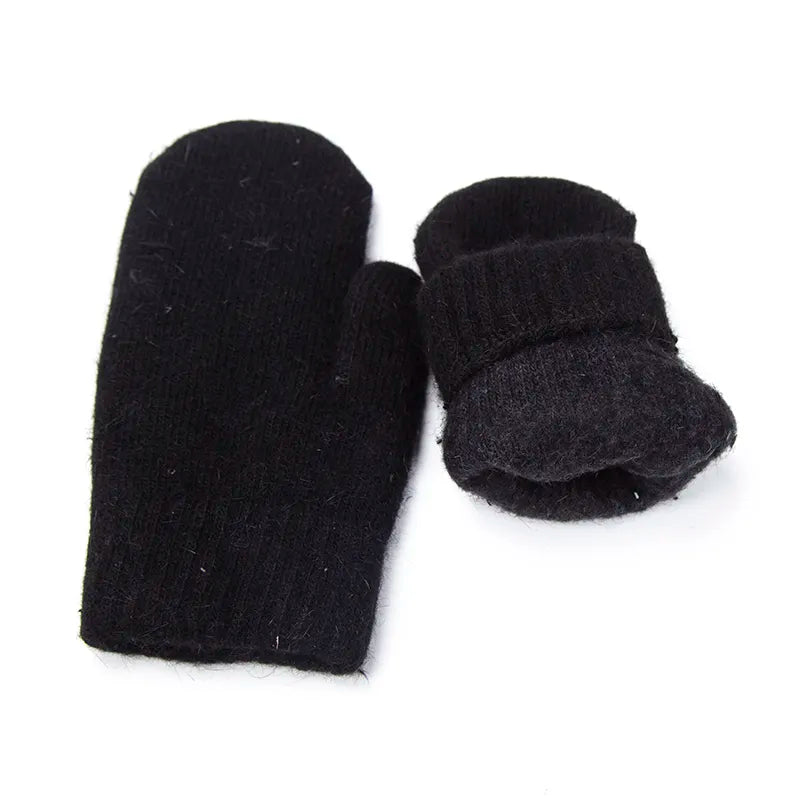Warm Women Mittens - Ribbed Cuff Plush Faux Fur, Winter