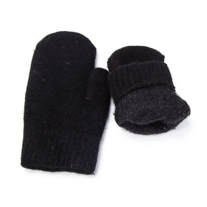 Warm Women Mittens - Ribbed Cuff Plush Faux Fur, Winter