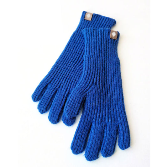 Warm Cozy Gloves - Ribbed Slim Knit, Cotton Blend, Winter