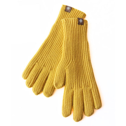 Warm Cozy Gloves - Ribbed Slim Knit, Cotton Blend, Winter