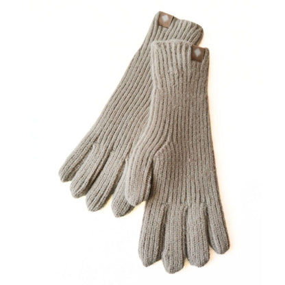 Warm Cozy Gloves - Ribbed Slim Knit, Cotton Blend, Winter