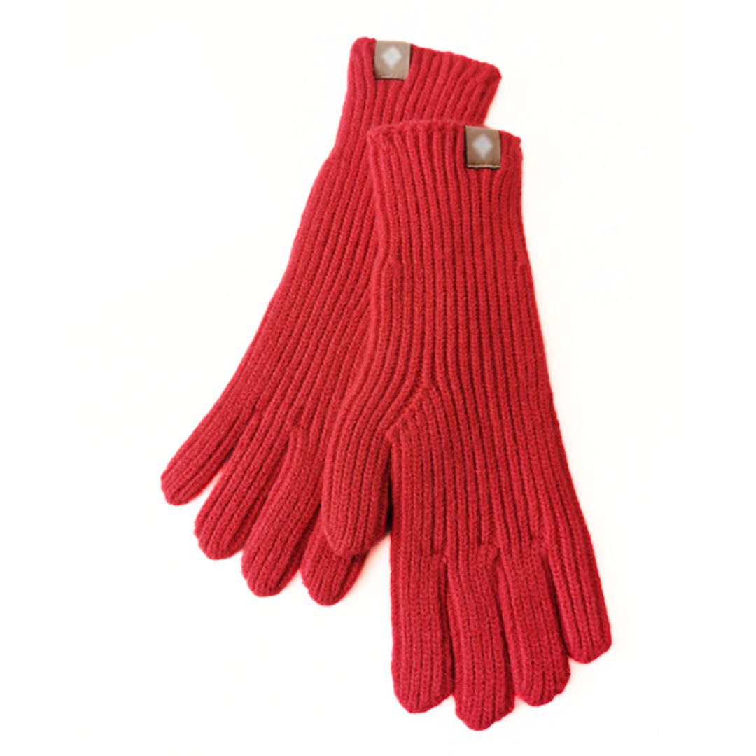 Warm Cozy Gloves - Ribbed Slim Knit, Cotton Blend, Winter