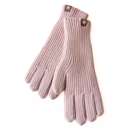 Warm Cozy Gloves - Ribbed Slim Knit, Cotton Blend, Winter